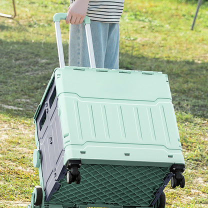 Folding Utility Cart Portable Shopping Camping Rolling Crate Handcart Telescoping Handle Green