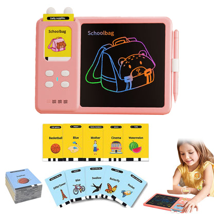 2pcs 224 Words Talking Flash Cards with LCD Writing Tablet Drawing Board Pad Toy for Kids -Blue and Pink