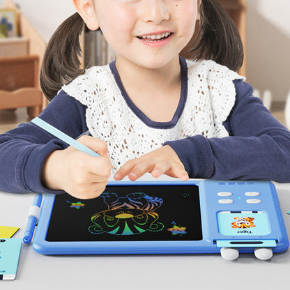 224 Words Talking Flash Cards with LCD Writing Tablet Drawing Board Pad Toy for Kids -Blue