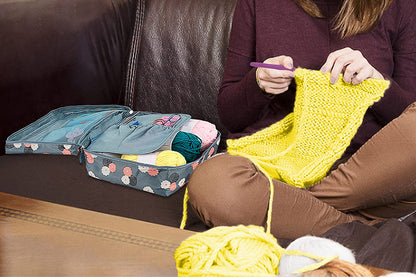 58Pcs Crochet Kit Yarn and Knitting Accessories Set with Storage Bag for Beginners-Flower