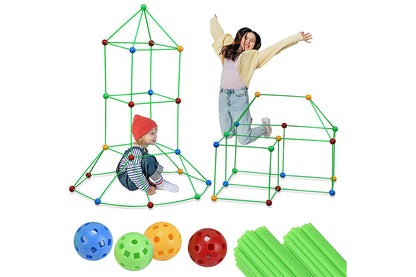 Toy 242Pcs Kids Fort Building Kit Building Toys DIY Castles Tunnels Play Tent