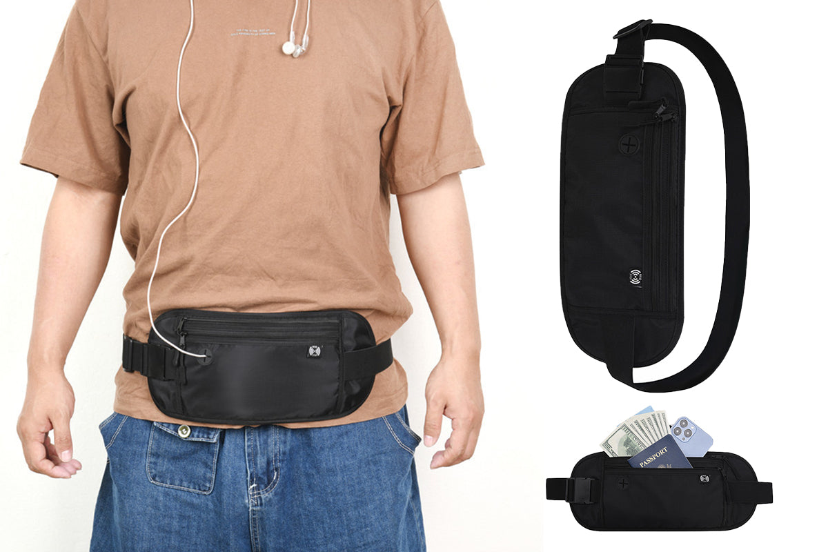Passport Holder Secure Hidden Travel Wallet with RFID Blocking-Black