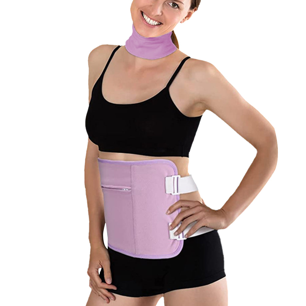 2pcs Castor Oil Pack Wrap Adjustable Comfort Sleep Fit Wrap for Waist and Neck - Purple