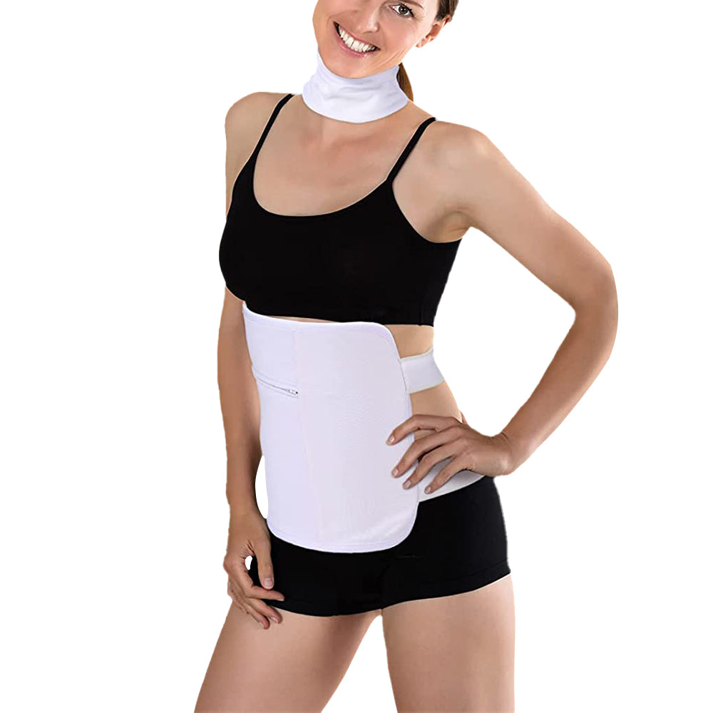 2pcs Castor Oil Pack Wrap Adjustable Comfort Sleep Fit Wrap for Waist and Neck - White