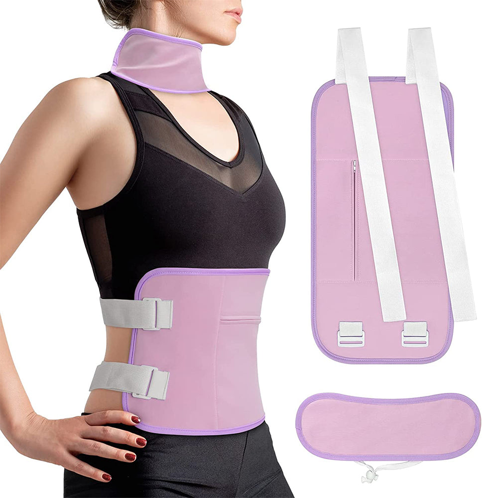 2pcs Castor Oil Pack Wrap Adjustable Comfort Sleep Fit Wrap for Waist and Neck - Purple