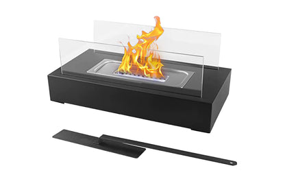 Portable Rectangle Table Top Firepit, Ethanol Tabletop Fireplace for Indoor Outdoor