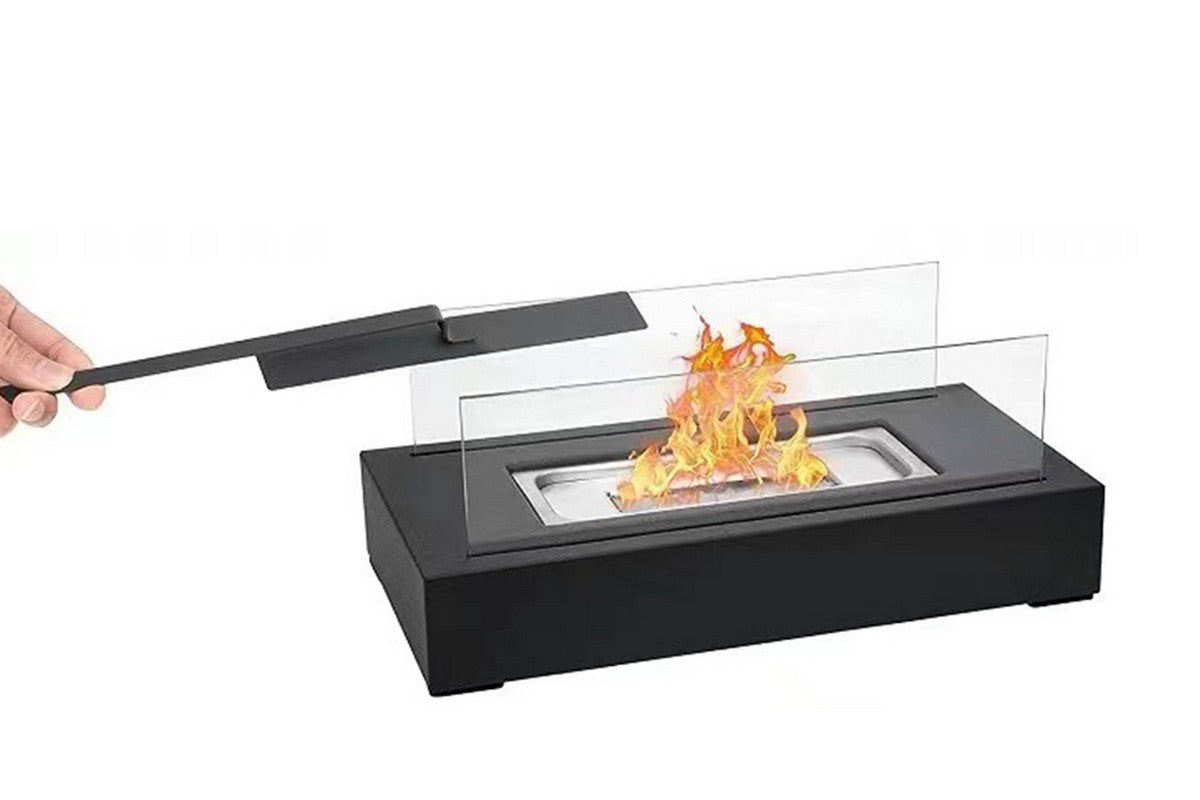 Portable Rectangle Table Top Firepit, Ethanol Tabletop Fireplace for Indoor Outdoor