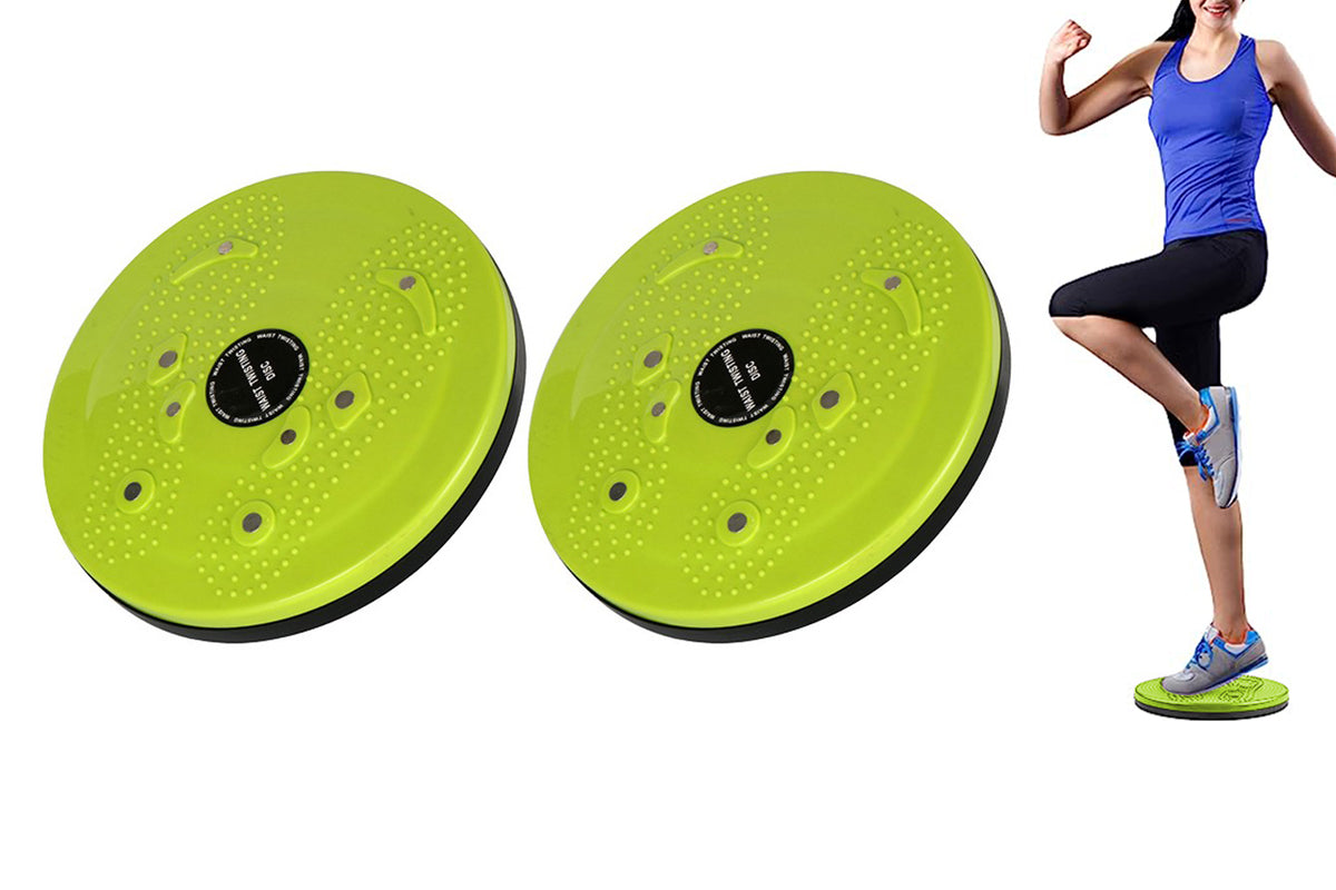 2pcs Waist Plate Torsion Board Foot Massage Disc Balance Exercise Twister-Green