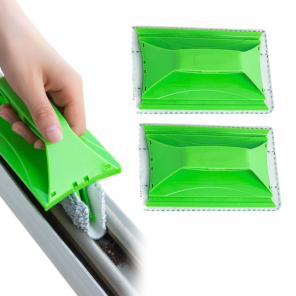 2Pcs 2-in1 Foldable Window Glass Cleaning Brushes Green