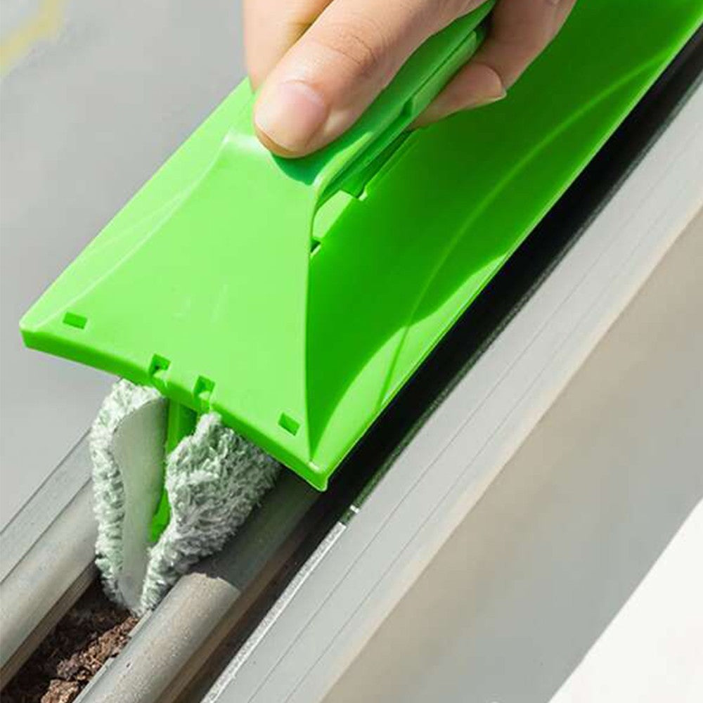 2Pcs 2-in1 Foldable Window Glass Cleaning Brushes Green