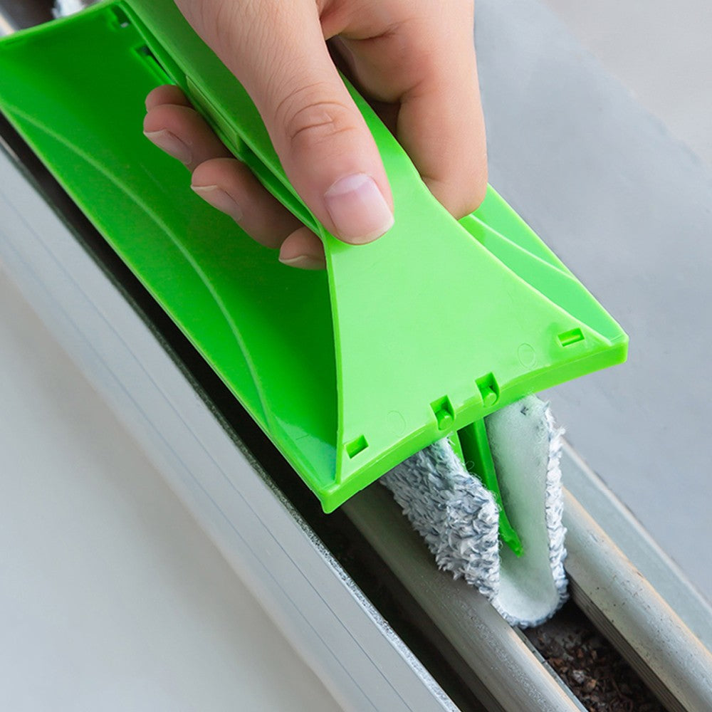 2Pcs 2-in1 Foldable Window Glass Cleaning Brushes Green