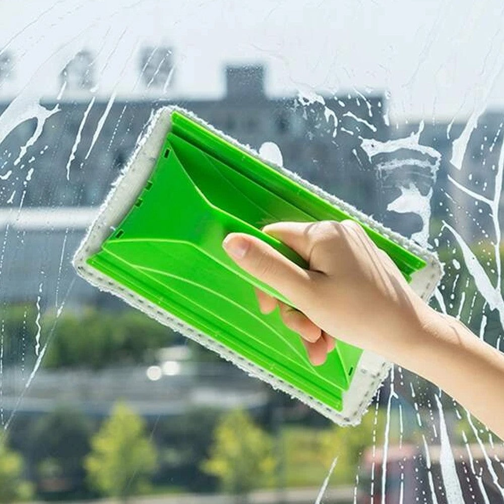 2Pcs 2-in1 Foldable Window Glass Cleaning Brushes Green