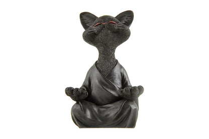 Whimsical Cat Buddha Figurine Meditation Yoga Decor Crafts Gifts 18cm-Black