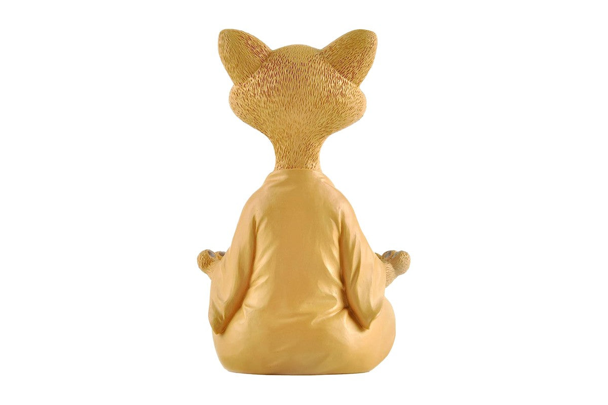 Whimsical Cat Buddha Figurine Meditation Yoga Decor Crafts Gifts 18cm-Orange