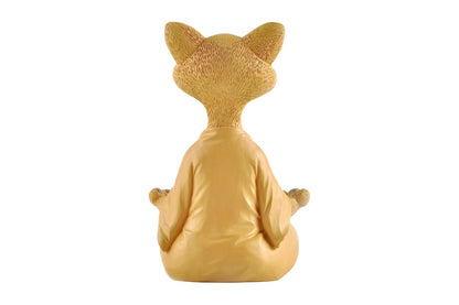 Whimsical Cat Buddha Figurine Meditation Yoga Decor Crafts Gifts 18cm-Orange