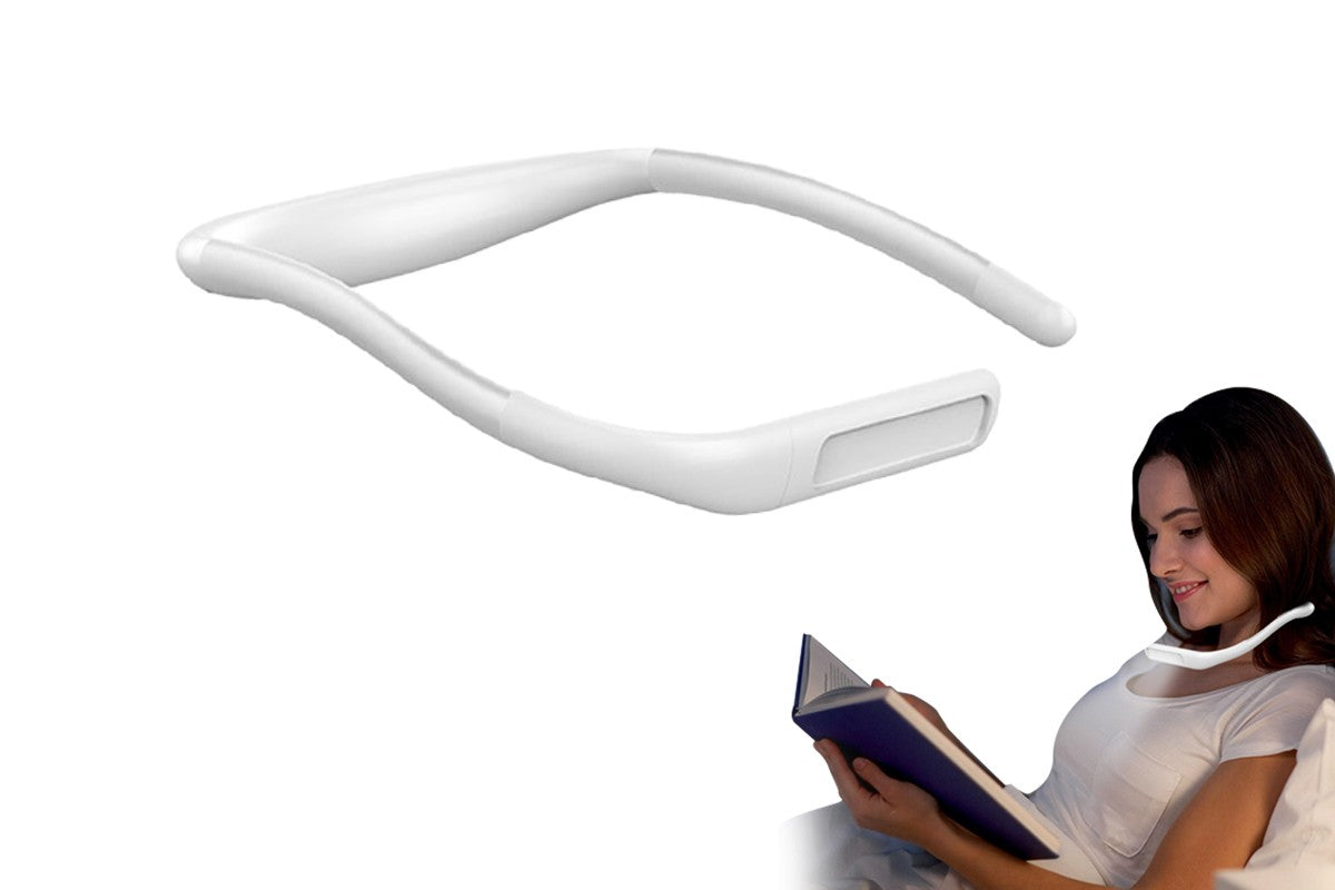 Neck Reading Light Book Light for Reading in Bed-Eye Caring 3 Colors-White