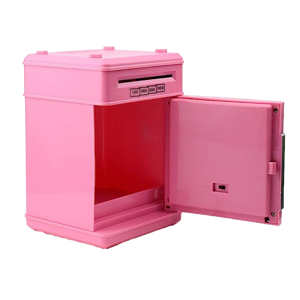 Piggy Bank Electronic ATM Password Cash Coin Can Scroll Paper Money Saving Box Gift -Pink