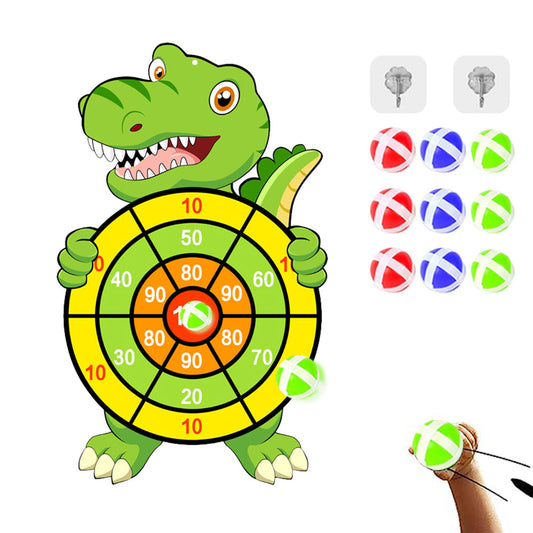 Dinosaur Dart Board with 12 Sticky Balls for Kids Indoor Outdoor Party Games Toys