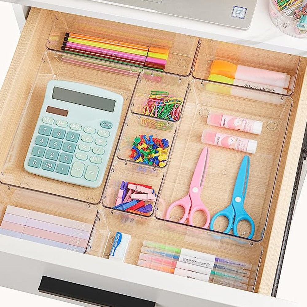 25 Pcs Clear Plastic Drawer Organizers Set Versatile Drawer Organizer Trays for Bathroom Vanity