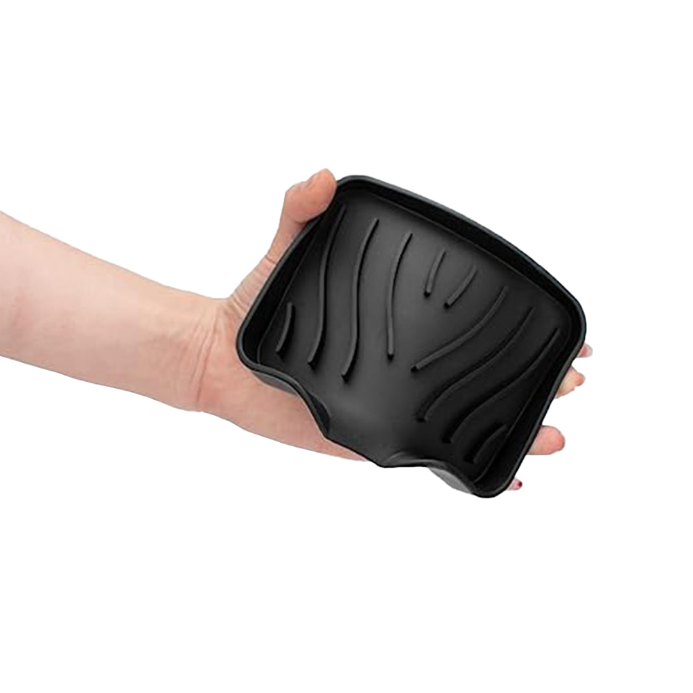 3Pcs Silicone Soap Dish Holder Self Draining Non-slip Soap Trays Black