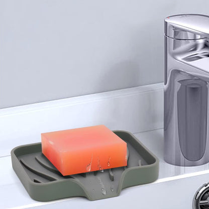 3Pcs Silicone Soap Dish Holder Self Draining Non-slip Soap Trays Gray
