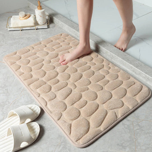 Cobblestone Bath Mat Anti-Slip Bathroom Door Mat Floor Mat Camel