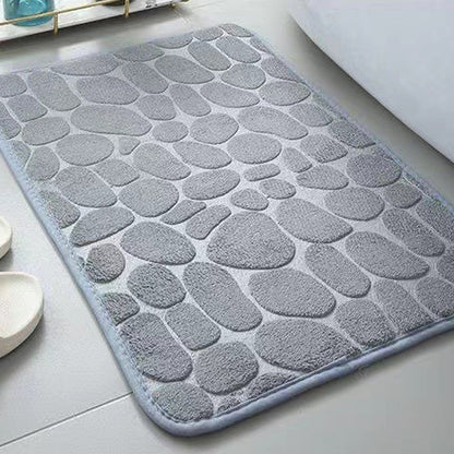 Cobblestone Bath Mat Anti-Slip Bathroom Door Mat Floor Mat Light Grey