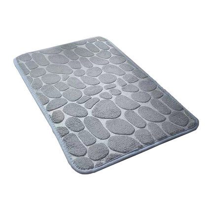 Cobblestone Bath Mat Anti-Slip Bathroom Door Mat Floor Mat Light Grey