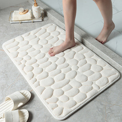 Cobblestone Bath Mat Anti-Slip Bathroom Door Mat Floor Mat White