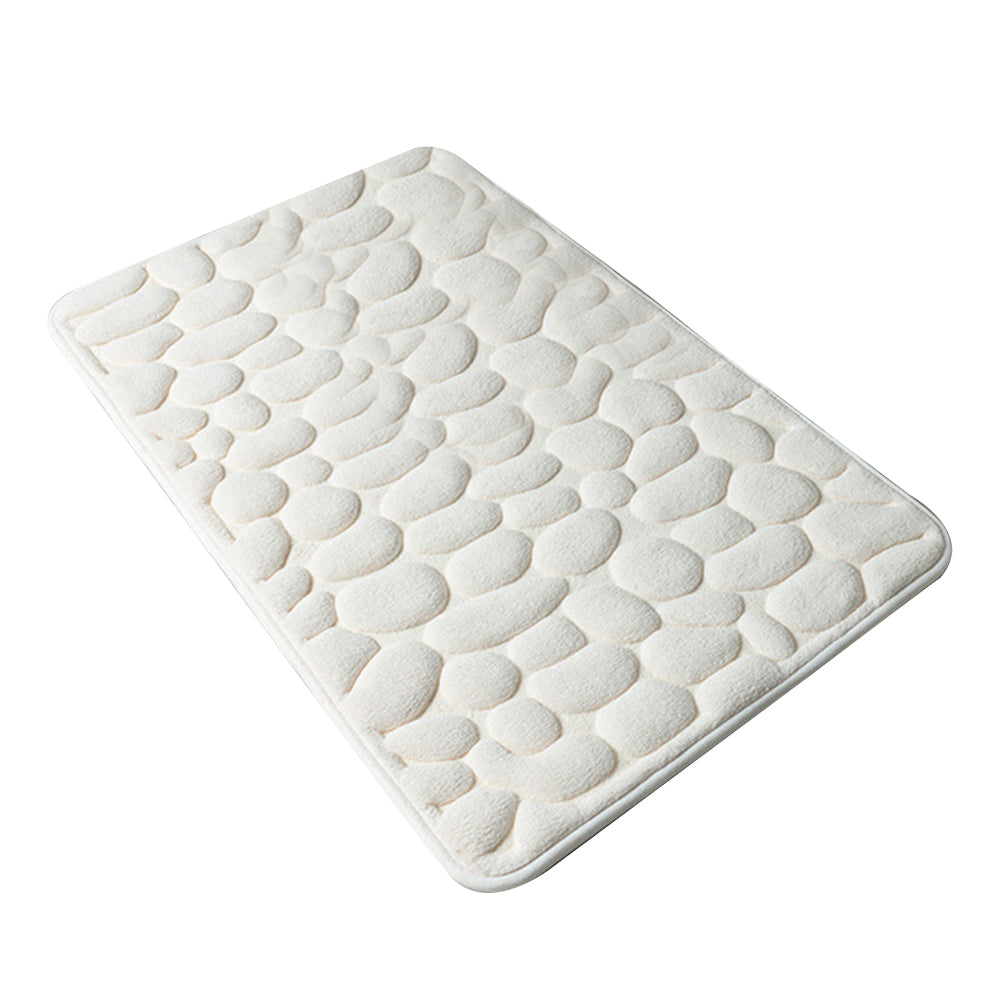 Cobblestone Bath Mat Anti-Slip Bathroom Door Mat Floor Mat White