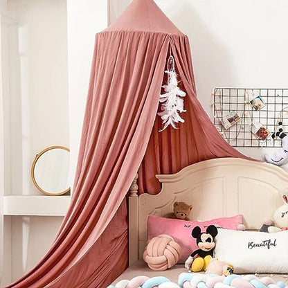 Dome Bed Canopy Hanging Canopy Dreamy Decor Frills Bed Canopy for Kids Room Red