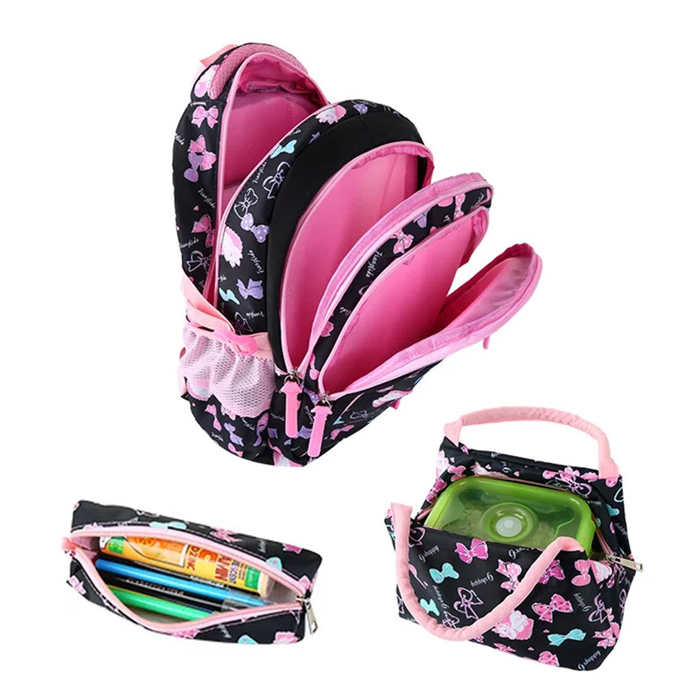 3pcs Set Kids School Bag Children Travel Backpack Black