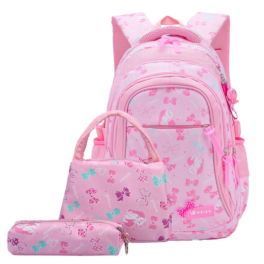 3pcs Set Kids School Bag Children Travel Backpack Pink