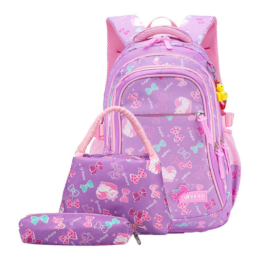 3pcs Set Kids School Bag Children Travel Backpack Purple