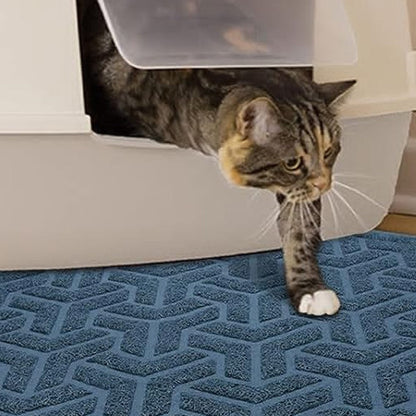 PVC Water-resistant Cat Litter Mat Multi-Use Non-Slip Cat Litter Trapping Mat Blue