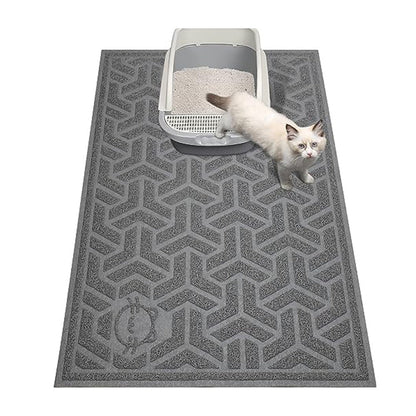 PVC Water-resistant Cat Litter Mat Multi-Use Non-Slip Cat Litter Trapping Mat Gray