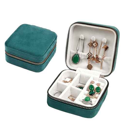 Travel Portable Jewellery Box Organizer Mini Storage Case for Rings Earrings Necklaces Bracelets Blue