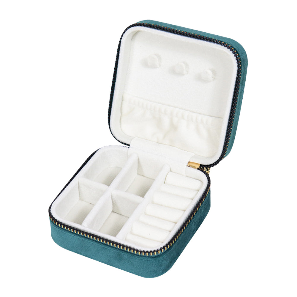 Travel Portable Jewellery Box Organizer Mini Storage Case for Rings Earrings Necklaces Bracelets Blue