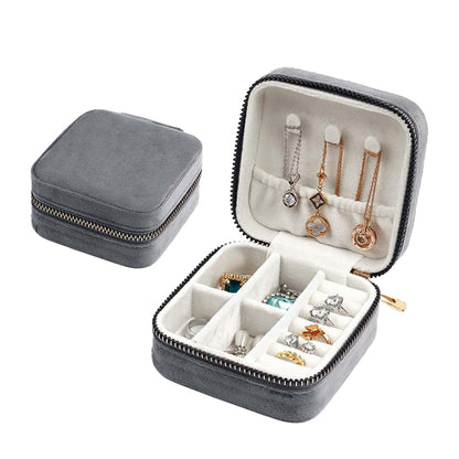 Travel Portable Jewellery Box Organizer Mini Storage Case for Rings Earrings Necklaces Bracelets Gray