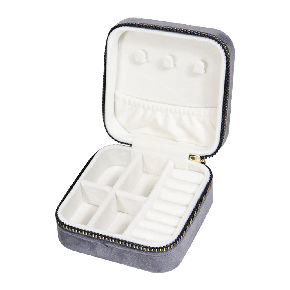 Travel Portable Jewellery Box Organizer Mini Storage Case for Rings Earrings Necklaces Bracelets Gray