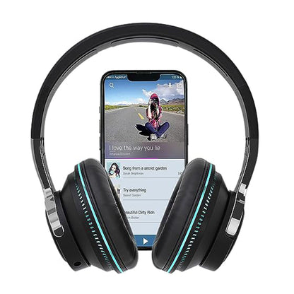 Foldable Wireless Bluetooth Stereo Over Ear Headphone Headworn Headset Black