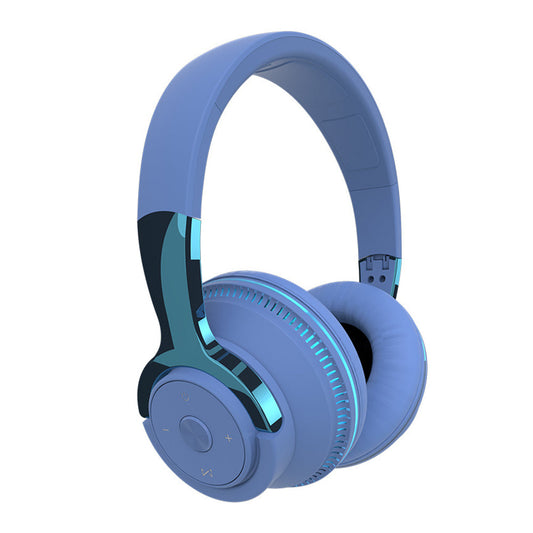 Foldable Wireless Bluetooth Stereo Over Ear Headphone Headworn Headset Blue
