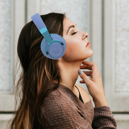 Foldable Wireless Bluetooth Stereo Over Ear Headphone Headworn Headset Blue