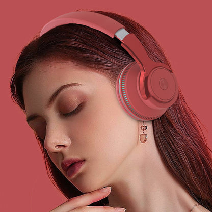 Foldable Wireless Bluetooth Stereo Over Ear Headphone Headworn Headset Red