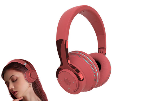 Wireless Headphones Over Ear Stereo Noise Cancelling Headset Comfortable Earpads for Travel Home-Red