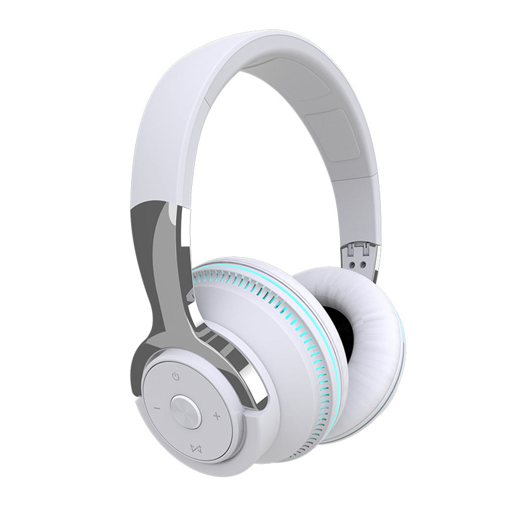 Foldable Wireless Bluetooth Stereo Over Ear Headphone Headworn Headset White