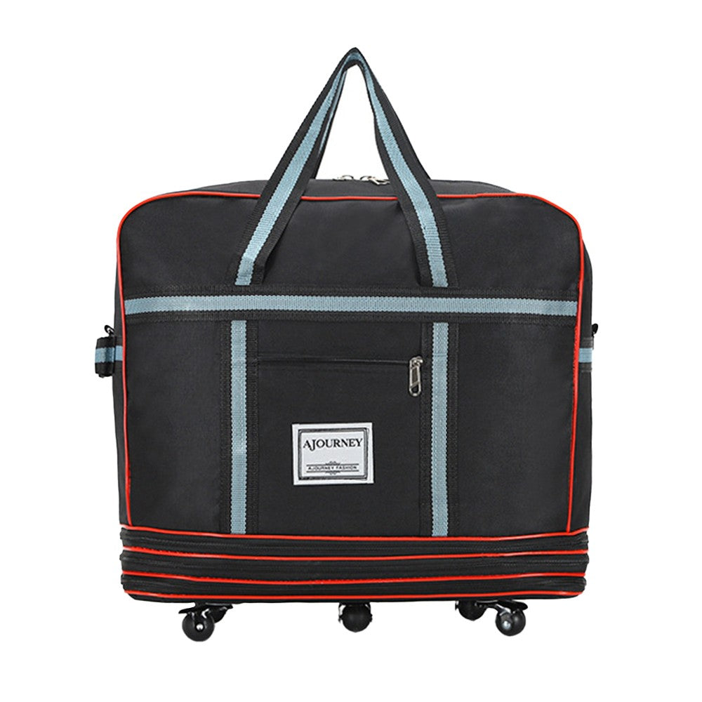 Expandable Foldable Luggage Bag with Universal Wheels Rolling Travel Bag Duffel Bag Black