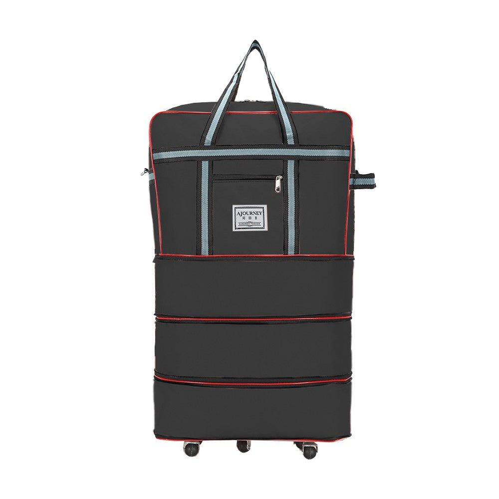 Expandable Foldable Luggage Bag with Universal Wheels Rolling Travel Bag Duffel Bag Black
