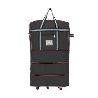 Expandable Foldable Luggage Bag with Universal Wheels Rolling Travel Bag Duffel Bag Black
