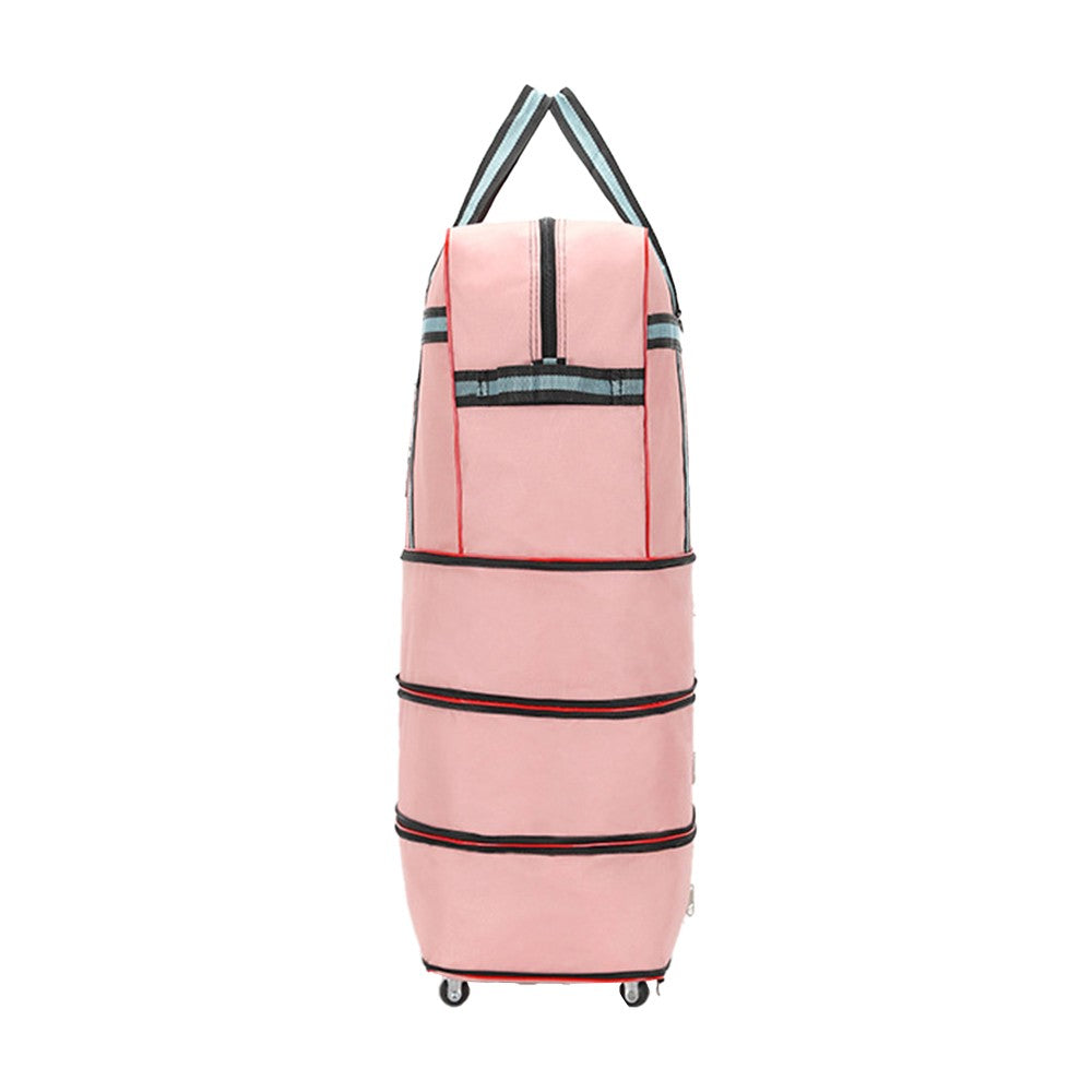 Expandable Foldable Luggage Bag with Universal Wheels Rolling Travel Bag Duffel Bag Pink